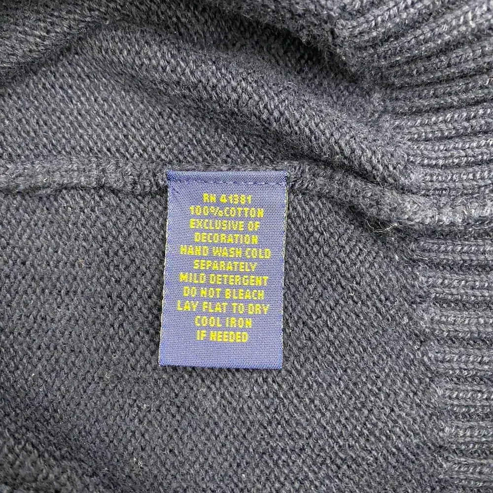Polo Ralph Lauren Mens Large Navy 1/4 Zip Pullover Preppy Golf Luxury Sweater
